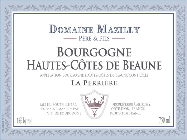 2021 Domaine Mazilly Pere & Fils Bourgogne Hautes Cotes de Beaune Blanc La Perriere, Burgundy, France