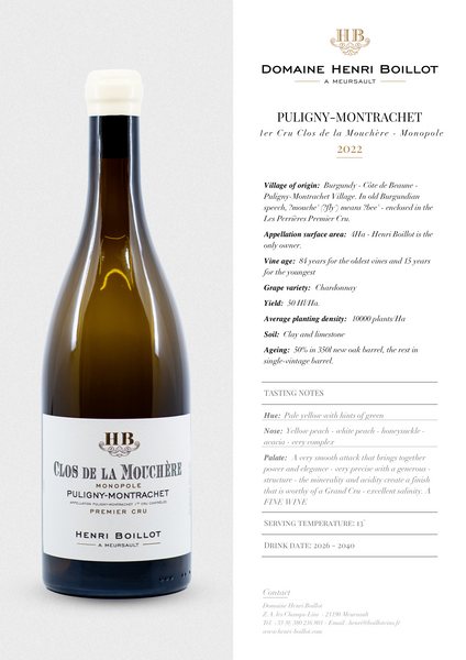 2022 Domaine Henri Boillot Clos de la Mouchere Monopole, Puligny-Montrachet Premier Cru, France